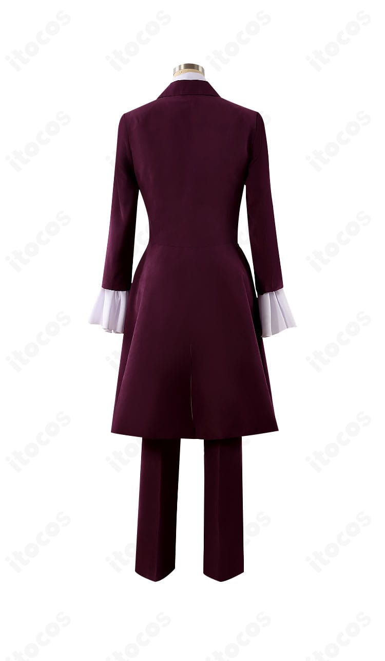 カガリ・ユラ・アスハ 戦闘服コスプレ衣装の背面。コートの背中心ラインとオーバースカートの落ち感、裾のシルエットを明瞭に表現。