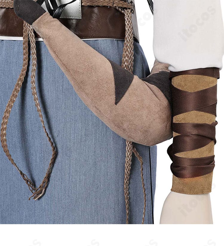 カタラ衣装 腰部と袖の装飾アップ。袖口のラインと腰周りのアクセントを詳細に表示。