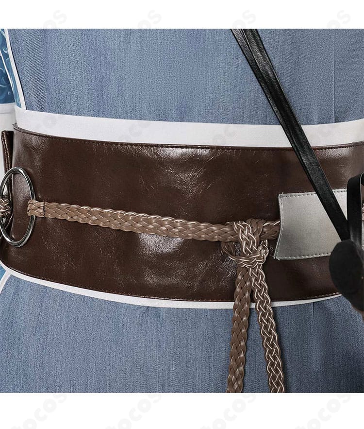 カタラ衣装 腰帯ディテール。コルセットベルトの装飾とステッチが分かる接写。