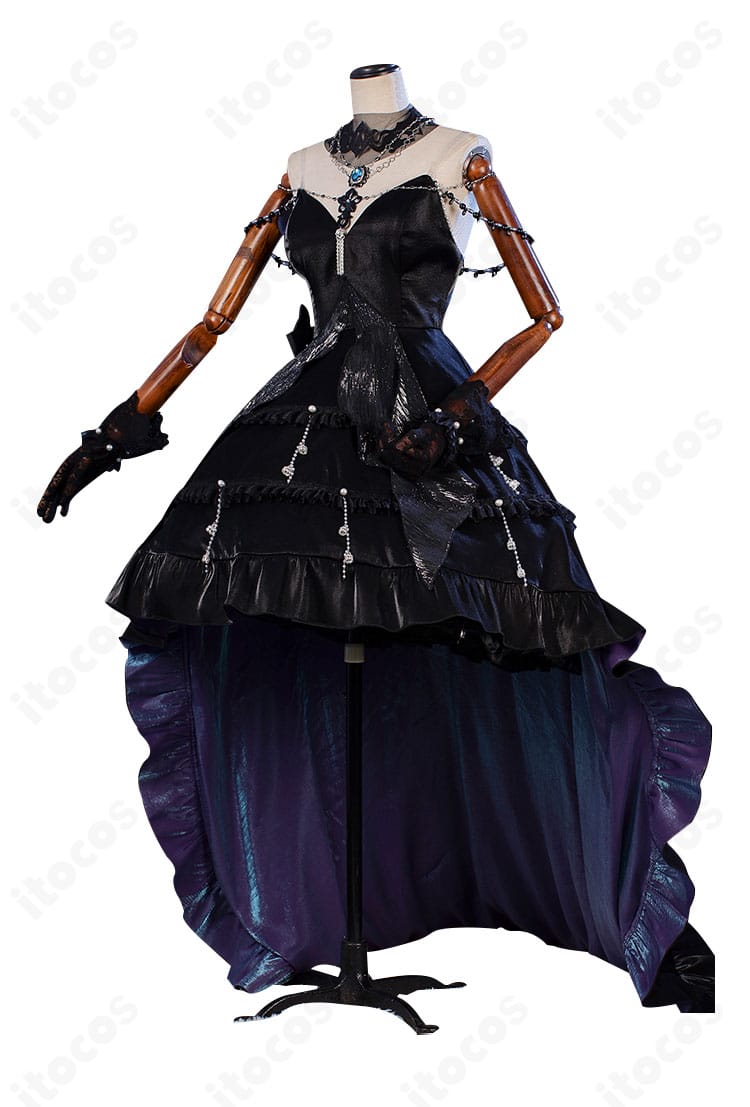 ハーメル HAPPY ZOO 衣装の側面。ウエストラインと肩装飾の立体感、裾の流れが見えるディテールショット。