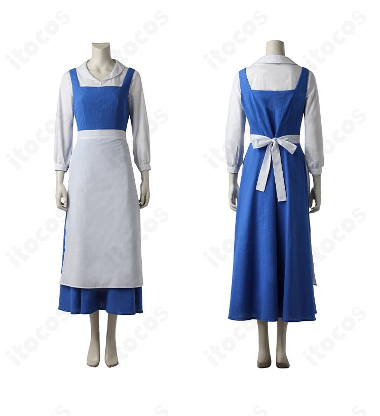 ベル 町娘ドレスの正面・背面ディテール。エプロンの見え方やスカートライン、背面のシルエットを確認できる画像。