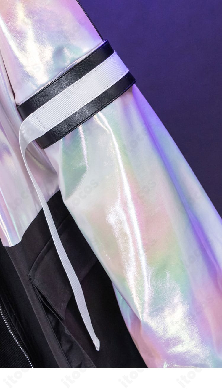 サイバーパンクデッドボーイ 衣装の肩・袖装飾のステッチとパネル切替