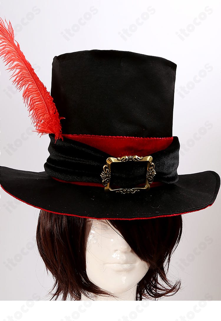 アリス風コスプレの帽子正面。リボンと装飾のバランスが映える全体ショット