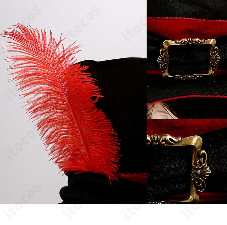 帽子の装飾クローズアップ。リボン結び目と金属チャームの質感が分かる画像