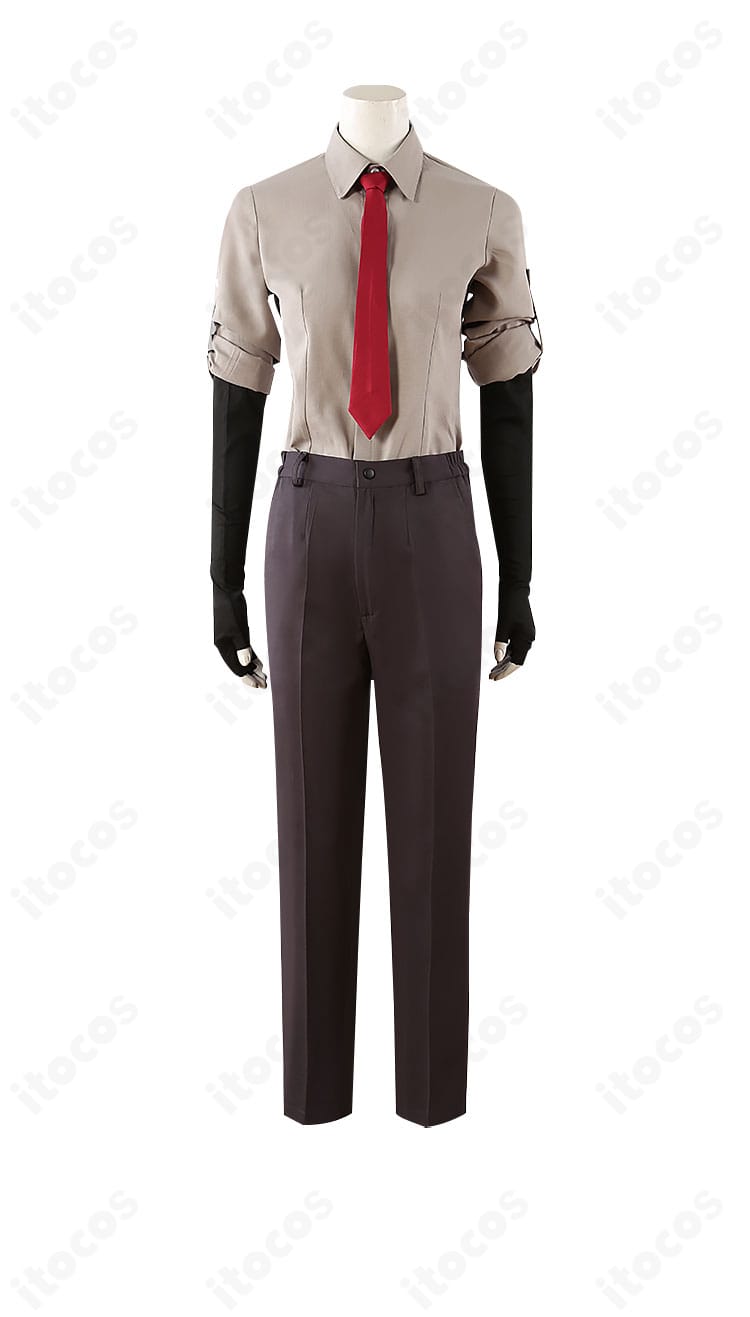 アスラン・ザラ コスプレ衣装のシャツとネクタイの近接。襟周りの収まりと丁寧な縫製が分かるディテール。