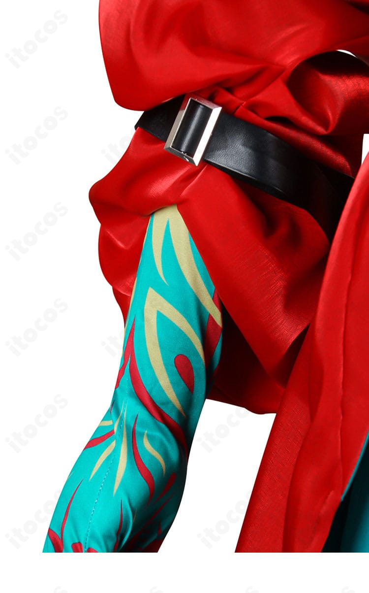 アークナイツ シー 新春「流砂」コスプレ衣装の袖ディテール。刺繍風意匠とカフの仕立てを強調した近接画像