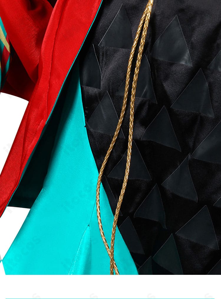 アークナイツ シー 新春「流砂」コスプレ衣装の腰部装飾。アクセントとなる紐と腰飾りの構成を示す近接画像