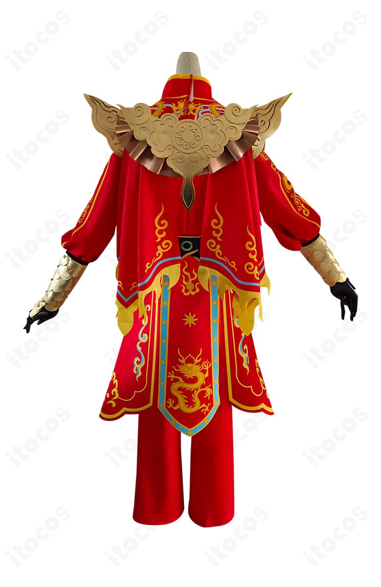 第五人格 戚十一（骨董商）「風に靡く旗」コスプレ衣装の背面ディテール。背面装飾とライン取り、裾のデザインが分かる角度。