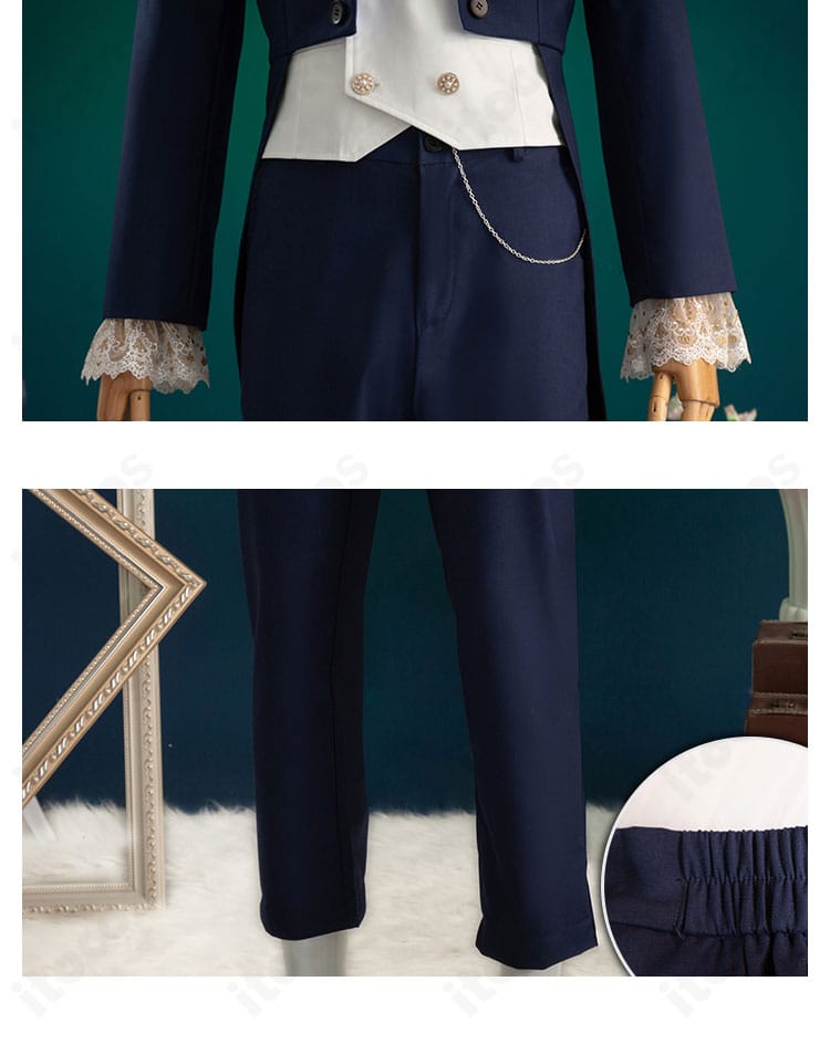 恋と深空 ホムラ コスプレ衣装 ボトム・生地感。ズボンと生地の質感、ステッチの丁寧さが分かる写真。