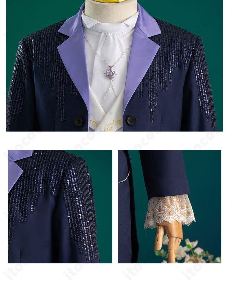 恋と深空 ホムラ コスプレ衣装 肩・袖ディテール。肩線と袖口の意匠を拡大表示。