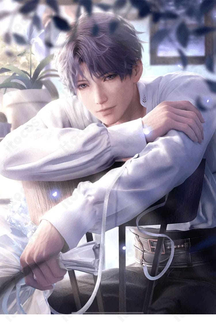 恋と深空 ホムラ 繋花の漫言 コスプレ一式の全身カット。凛々しいシルエットと刺繍・コルセットの存在感を確認できる画像。