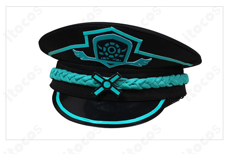 イシュメール「盲目」衣装の帽子前面。特徴的なフォルムと縁の仕立てを忠実再現。