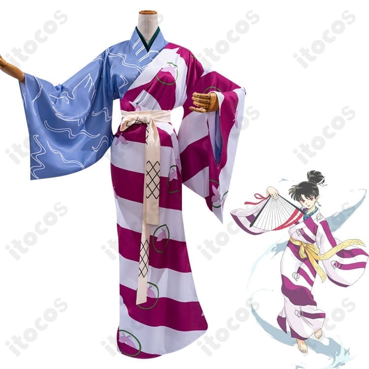 犬夜叉 神楽 コスプレ衣装｜和装フルセットで高再現、軽やかな着用感でイベントに最適 - 2枚目の画像