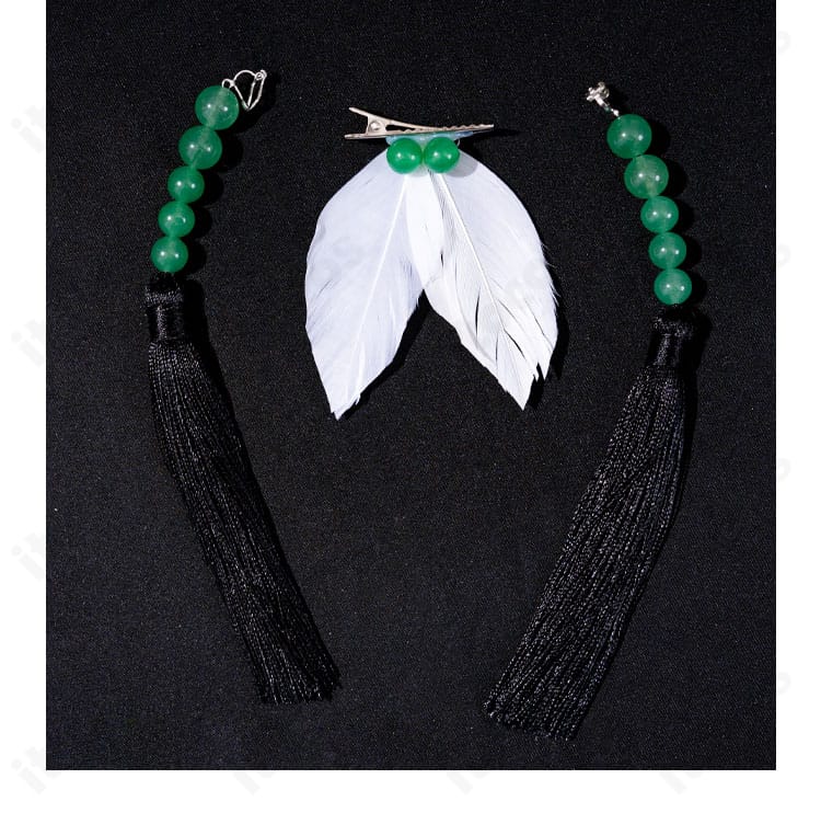 犬夜叉・神楽のコスプレ用 髪飾り・耳飾り。豪華で精緻な装飾がセットに含まれ、神楽らしさを強調。