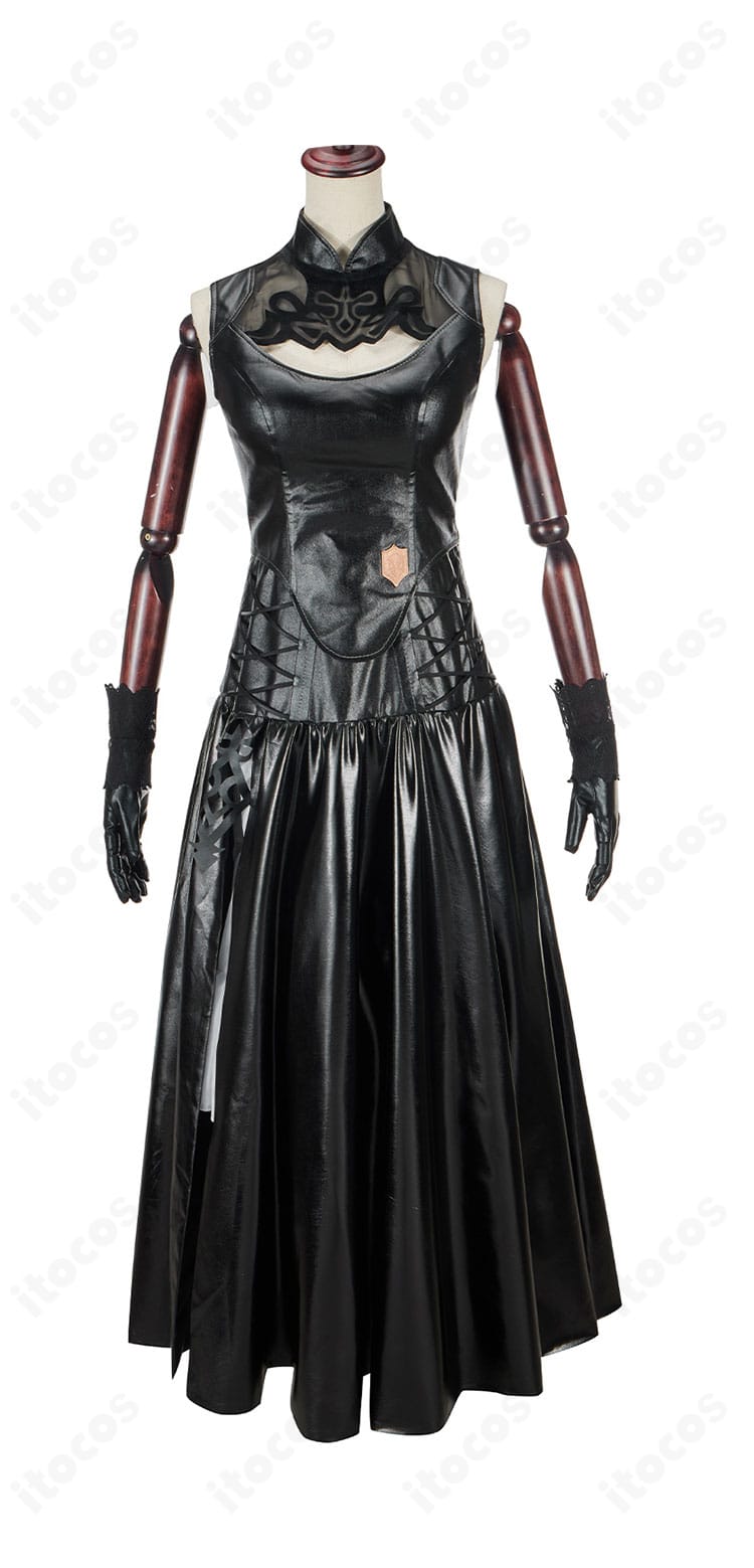 FF14 ヨルハ五一式軍装:術 女性用コスプレ衣装の正面。マット生地と精緻な装飾でミリタリー感を美しく表現。