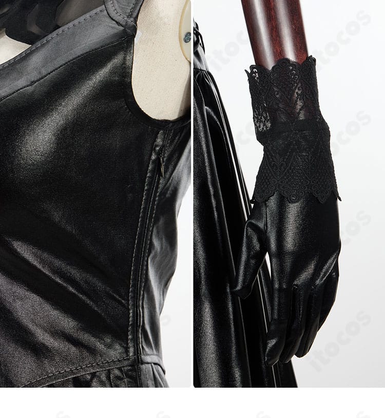 ヨルハ五一式軍装:術 側面ビューと手袋の近接。統一感ある質感で手元まで完成度を高める。