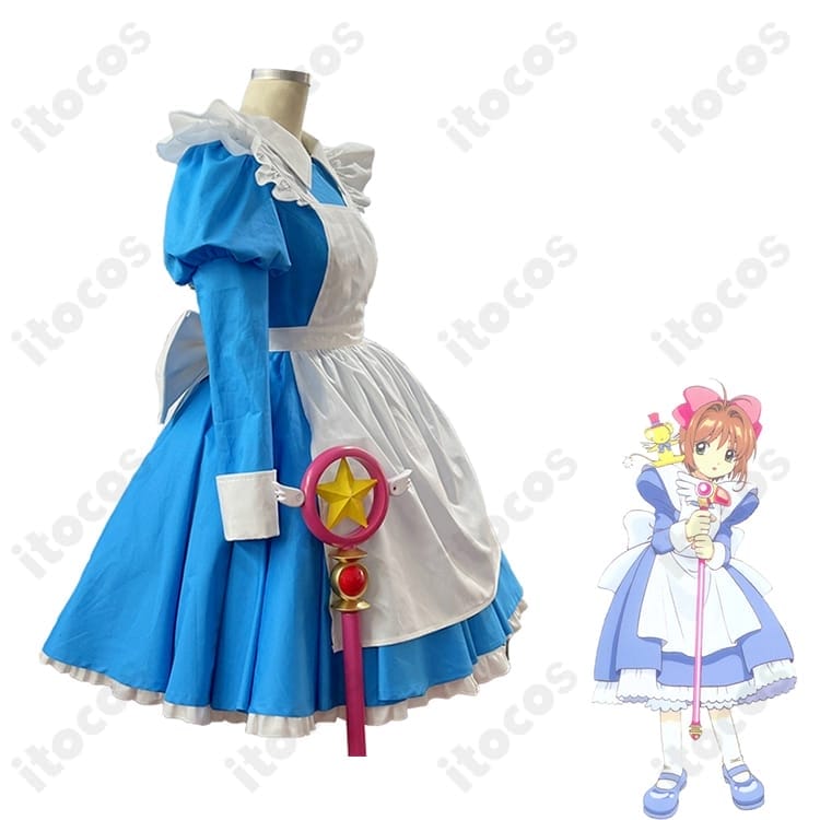 カードキャプターさくら 木之本桜 アリス/メイド衣装 高再現で可愛いシルエット、撮影やイベントに最適 - 2枚目の画像