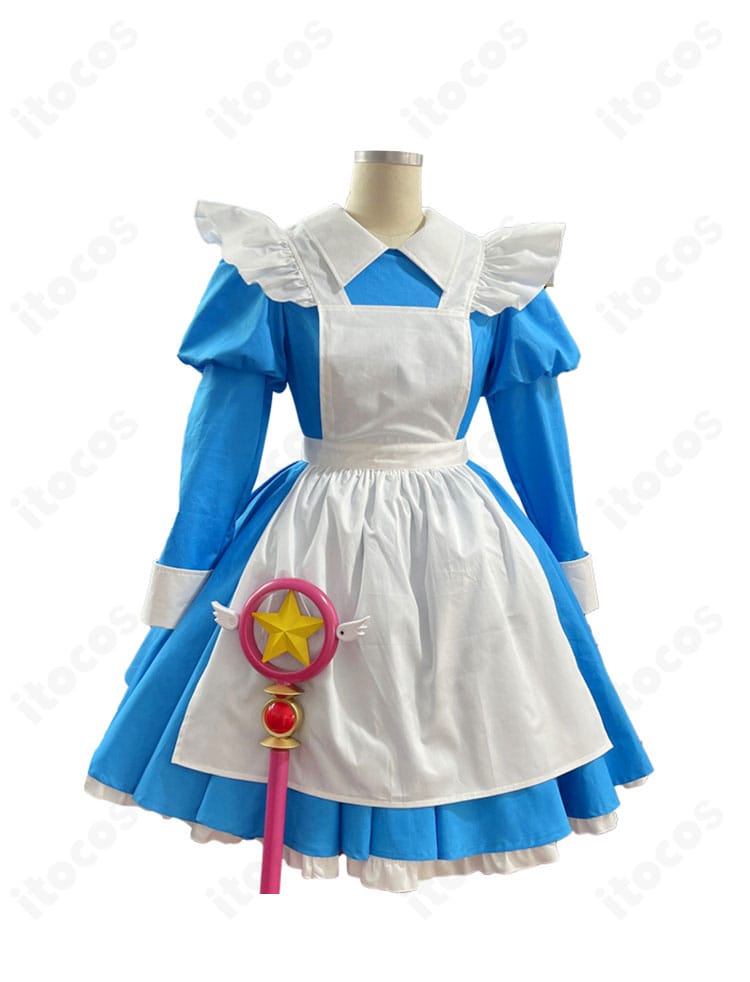 カードキャプターさくら 木之本桜のアリス/メイド衣装 正面。フレアシルエットと配色を再現したITOCOS製コスプレ