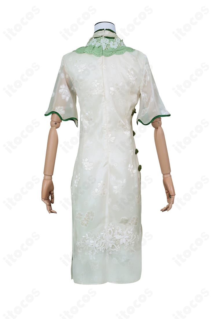 第五人格 エマ・ウッズ 初晴 コスプレ衣装の背面。バックラインと裾の形状、ファスナー位置の参考