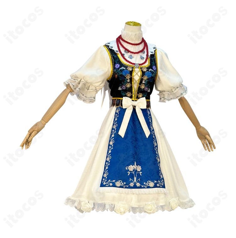 調香師 鳩のジュディス コスプレ衣装の側面。袖口の装飾とスカートの落ち感を示す画像