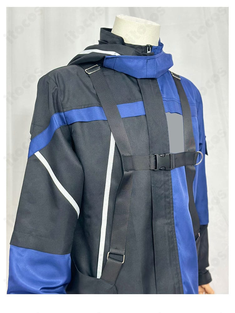 浮世英寿 コスプレ衣装右側ディテール。肩から腰にかけてのラインとステッチ感を強調