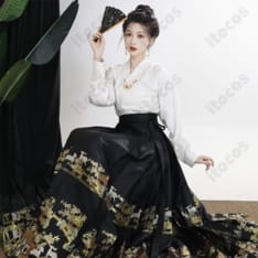 ITOCOS 漢服 馬面裙 コスプレ 2点セット｜快適な着心地と美しい刺繍で撮影映え - 4枚目の画像（サムネイル）