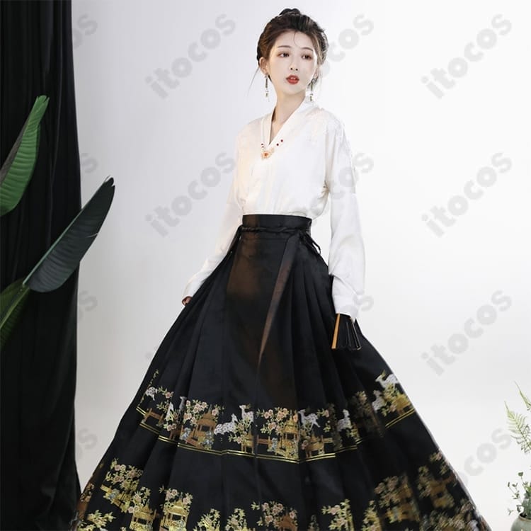 ITOCOS 漢服 馬面裙 コスプレ 2点セット｜快適な着心地と美しい刺繍で撮影映え - 3枚目の画像