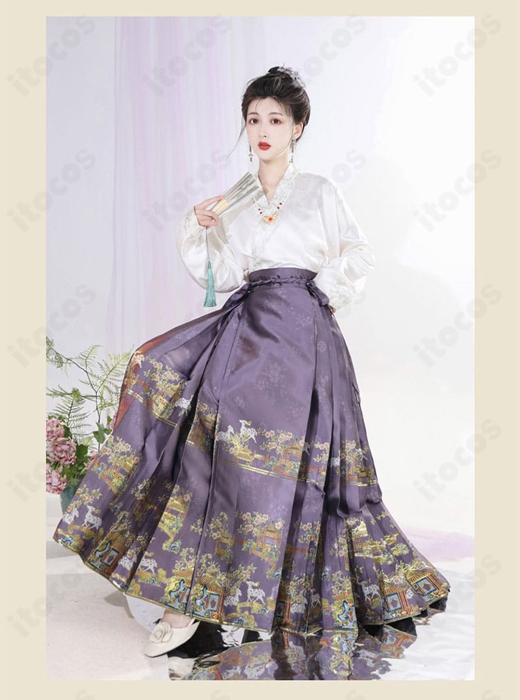 座りポーズの着用例。リラックスした姿勢でもシルエットが崩れにくい点を示す。