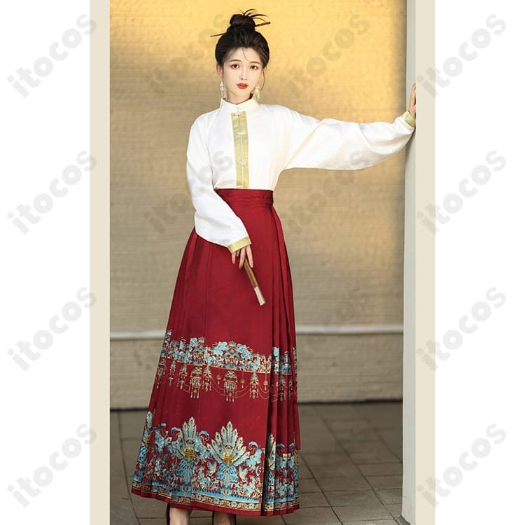 漢服 馬面裙コスプレ衣装｜立襟トップス2点セットで上品な再現度と撮影映えを両立 - 2枚目の画像