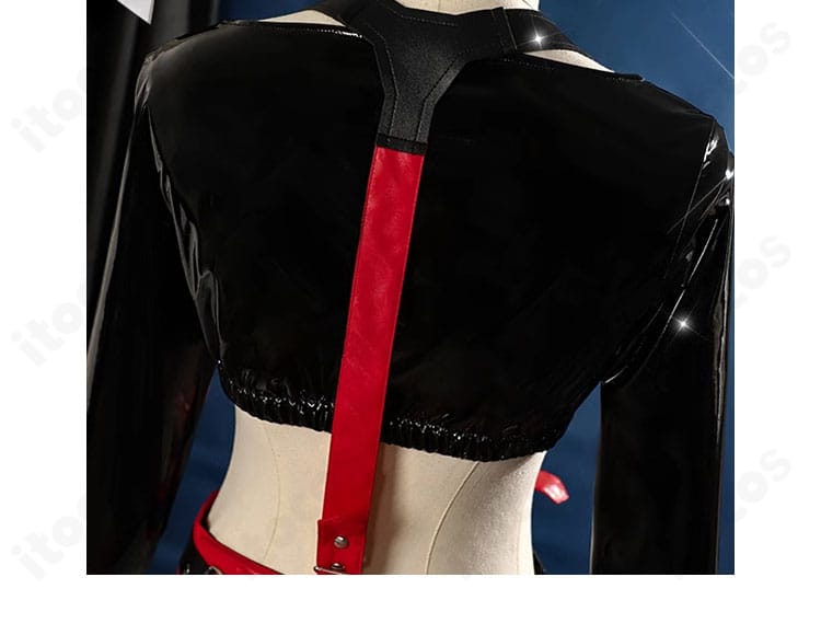 レッドフード衣装 インナー背面ディテール。背面のライン取りと装飾を精緻に表現。