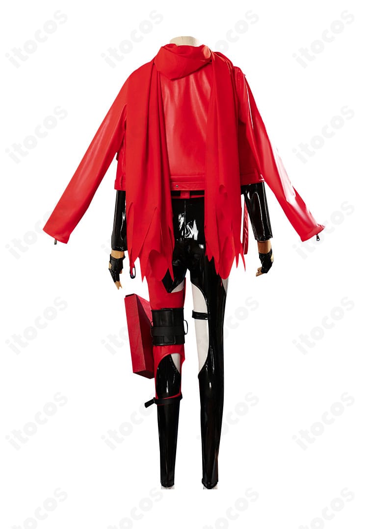 勝利の女神：NIKKE レッドフード衣装 背面。外套のシルエットと背面装飾まで丁寧に再現。