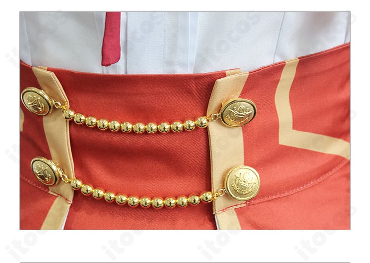 ユミエラ・ドルクネス コスプレの腰封意匠クローズアップ。シンプルでエレガントな装飾デザインを強調。