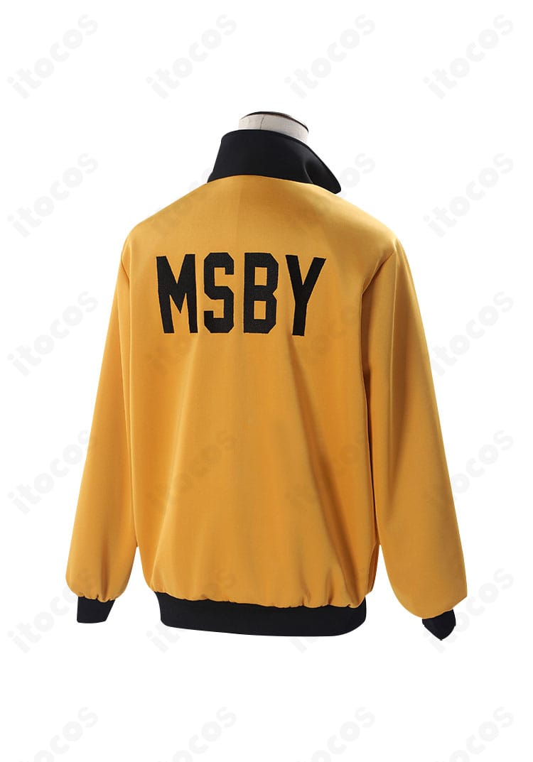 ハイキュー!! 日向翔陽 黒狼隊 コスプレ衣装の背面。背中の切り替えと装飾配置を確認できる画像