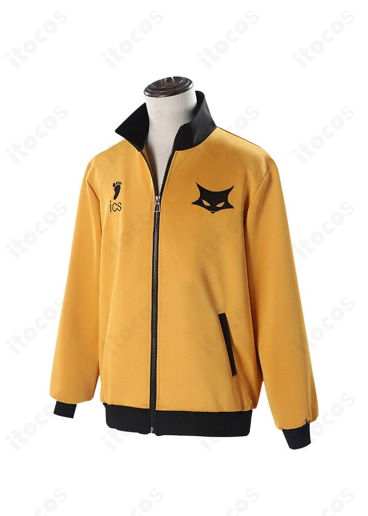 ハイキュー!! 日向翔陽 黒狼隊 コスプレ衣装の側面。ライン取りと可動域を意識したパターンが分かるアングル