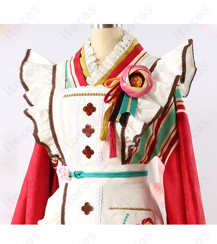 姫宮桃李 コスプレ衣装の上衣ディテール。胸元の刺繍とビスチェ風デザインをクローズアップ。