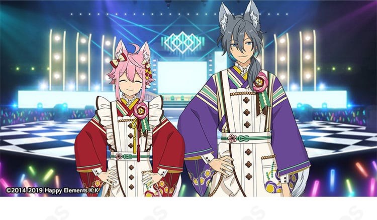 あんさんぶるスターズ！！ 姫宮桃李「スカウト！恋こい喫茶」コスプレ衣装の全身。エプロンと装飾を含むフルコーデ再現例。