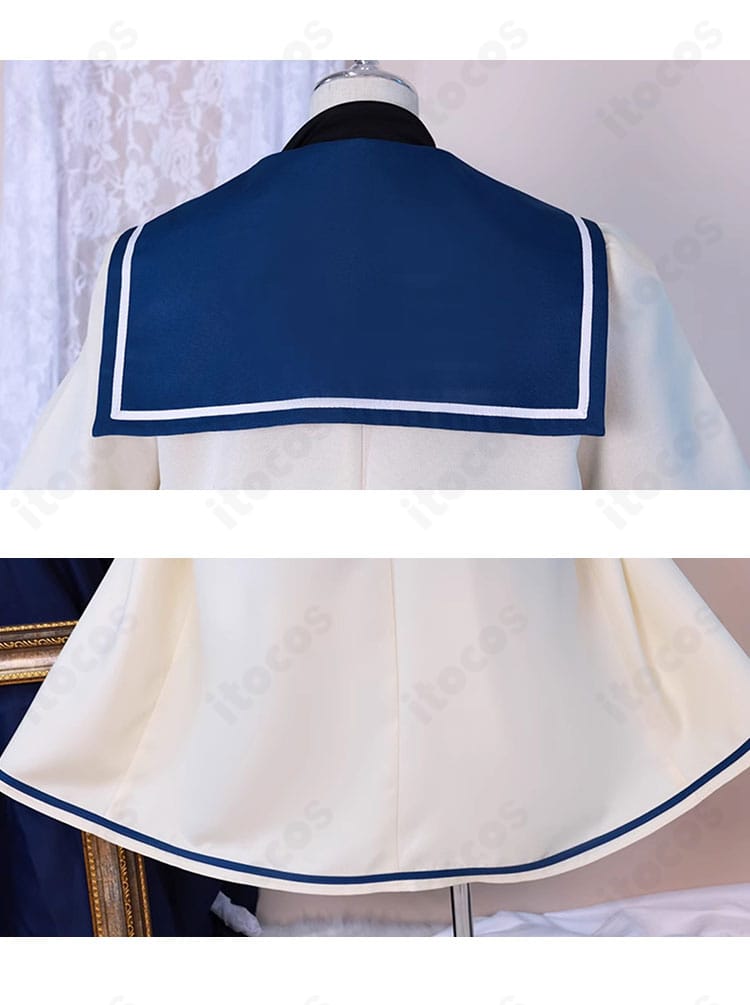 背面の披肩と裾装飾を撮影。流れるラインと落ち着いた装飾で、貴族らしい洗練を表現。