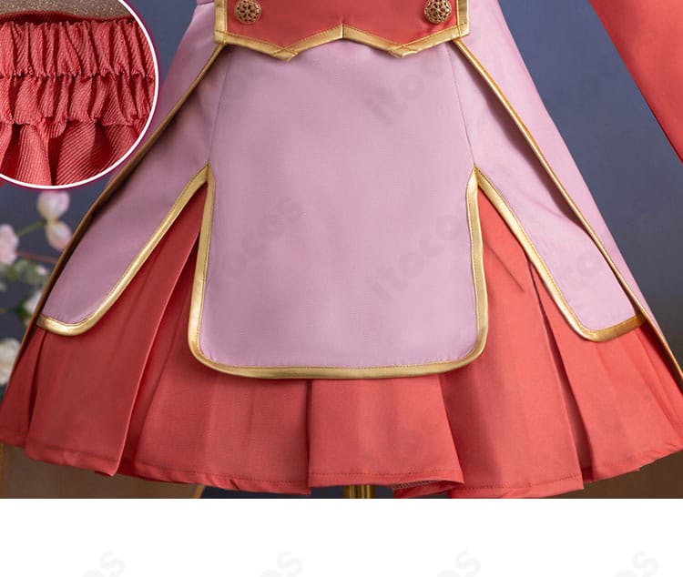 木之本桜 衣装のスカート装飾ディテール。プリーツの立ち上がりと裾デザインが美しく見えるカット