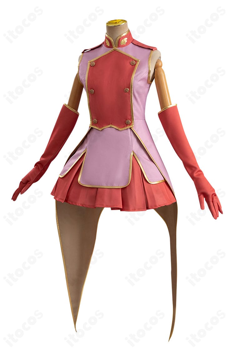 木之本桜 コスプレ衣装の側面ビュー。袖口やスカートライン、装飾の立体感が確認できるディテールショット