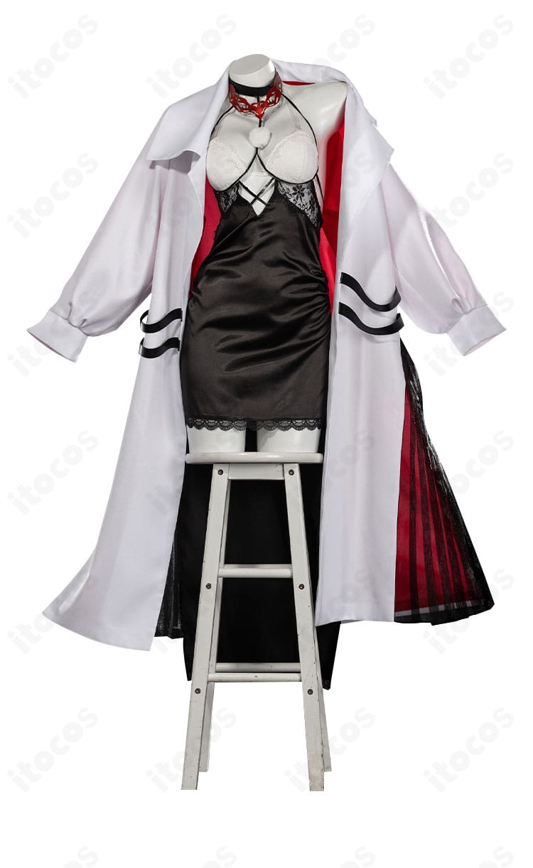 無期迷途 エブン コスプレ衣装の正面全体。コートのシルエットと胸元の配置が分かるフロントビュー。