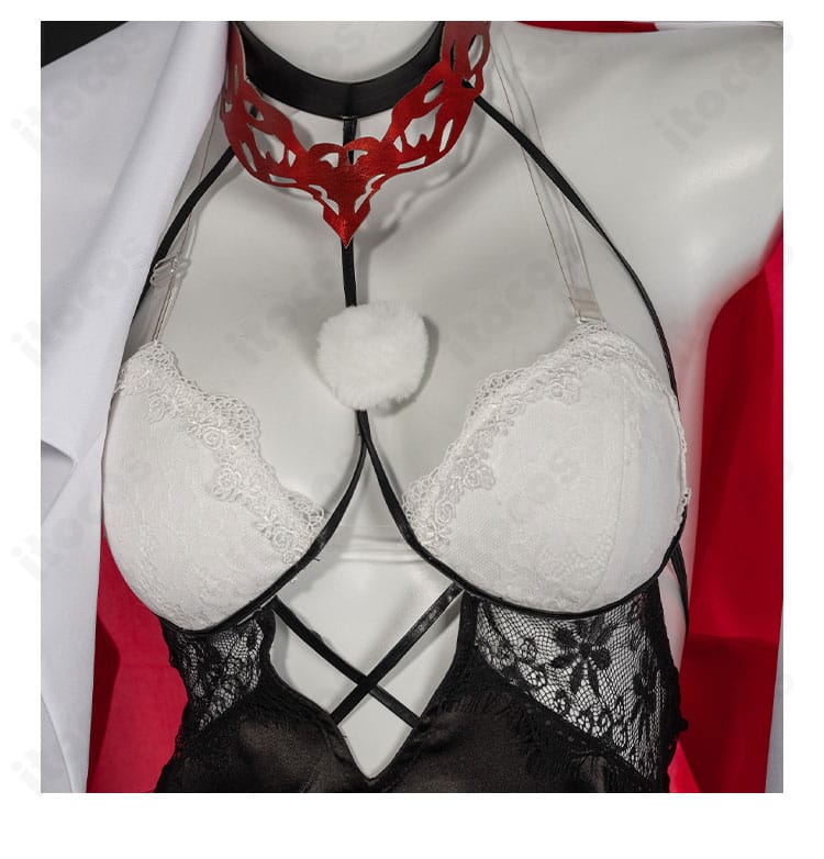 無期迷途 エブン コスプレ衣装 胸前ディテール。胸飾りと透明ストラップの配置が分かるアップ。