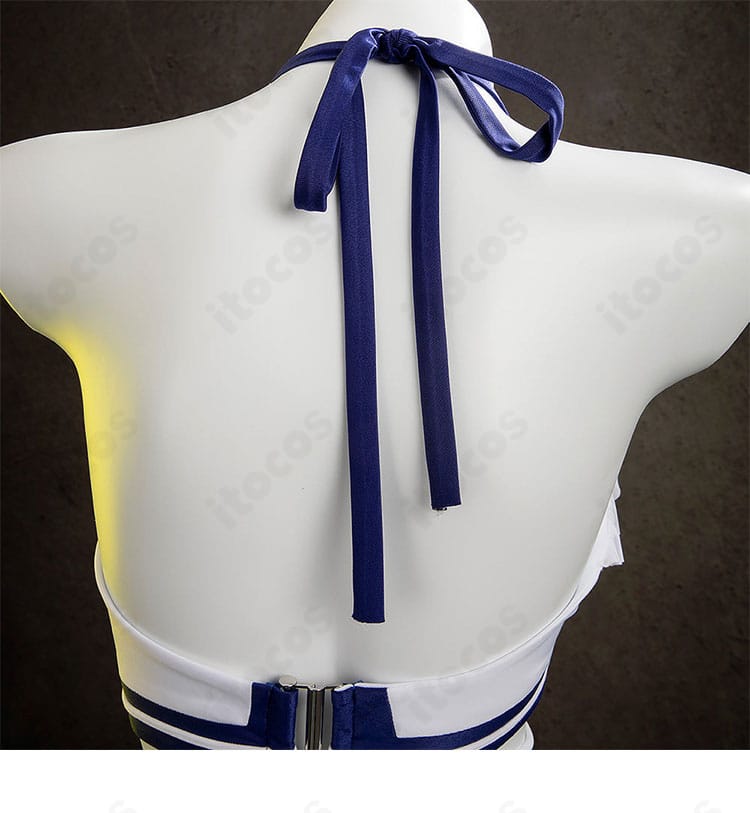 ティファ・ロックハート シャインフリッパー水着 背面の紐ディテール。背中側の結束とテンションの取り方