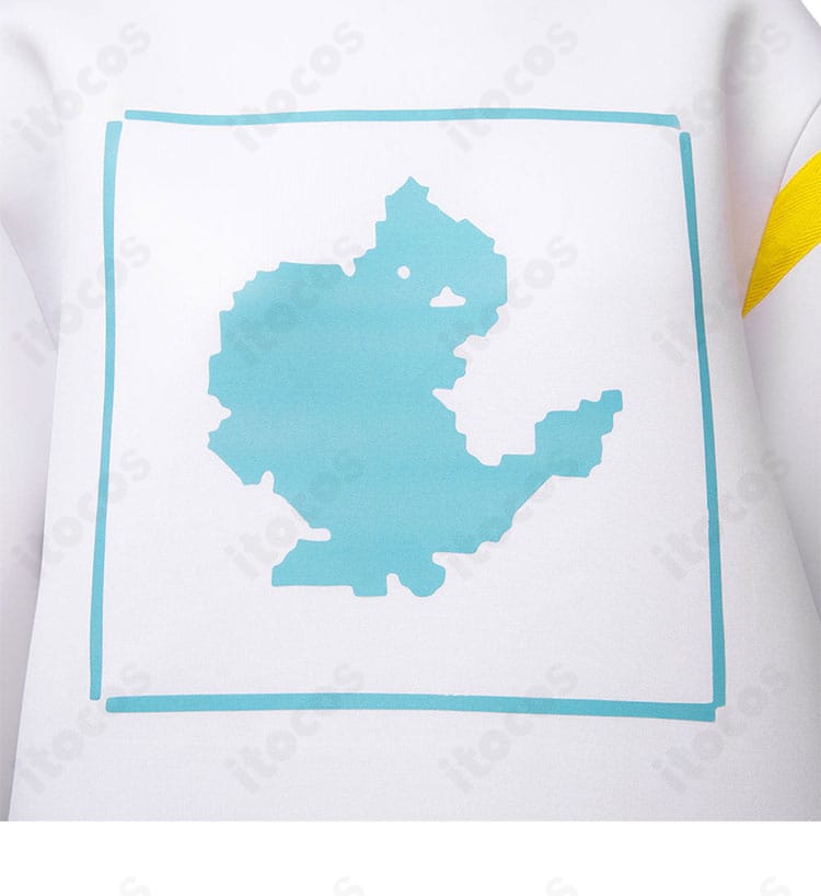 腰部グラフィック装飾のアップ。ペラップモチーフの意匠が映える画像