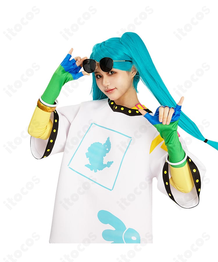 上衣の正面アップ。初音ミク ペラップコラボ衣装の胸元デザインと装飾が見える画像