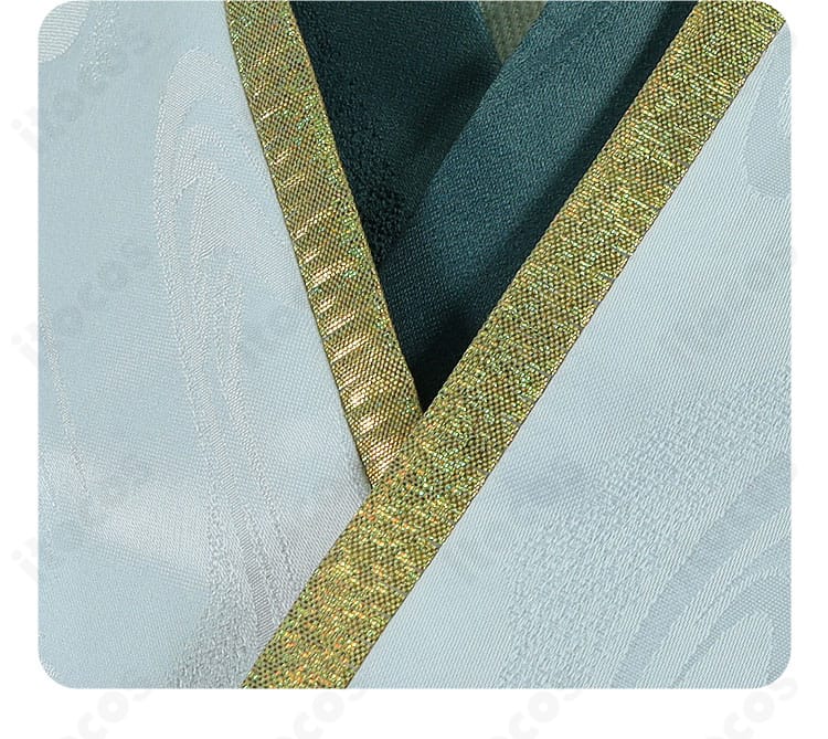 鏡音レン 陰陽師コラボ衣装・領口ディテール。細かな刺繍と縁取りが高級感を演出。