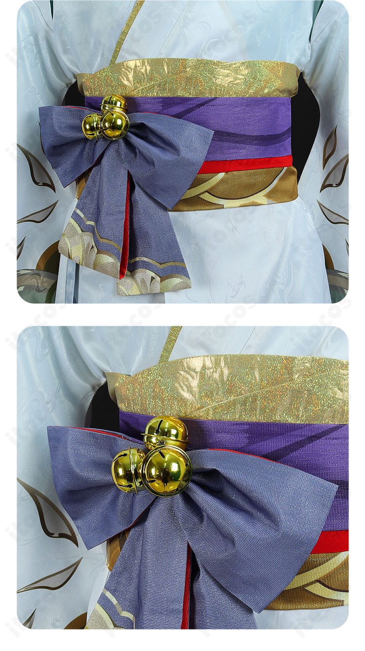 鏡音レン 陰陽師コラボ衣装の腰リボンと鈴装飾。可愛らしいアクセントで写真映え。