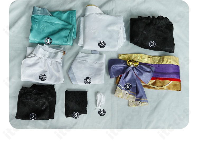 鏡音レン 陰陽師コラボ衣装のセット内容一式。必要なパーツがひと目で分かるレイアウト。