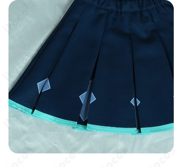 初音ミク 陰陽師コラボ衣装のスカート裾ディテール。縁取りとレイヤー感が特徴