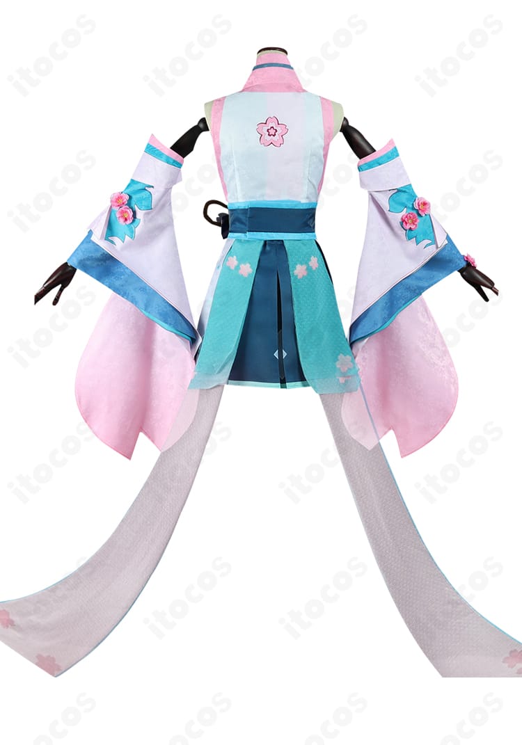 初音ミク 陰陽師コラボ衣装の背面ディテール。帯位置と背中の意匠が分かる構図