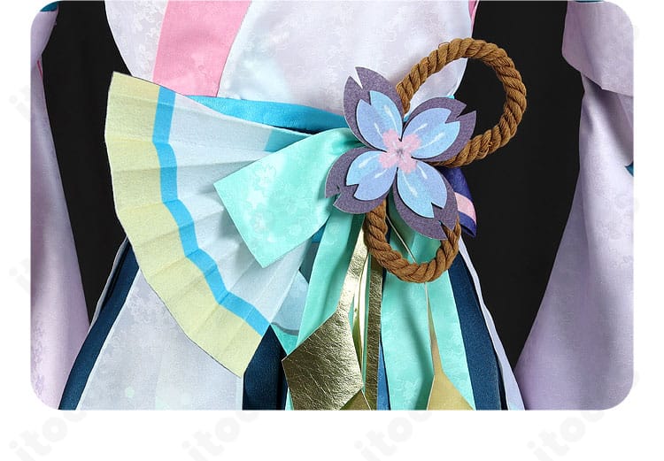 初音ミク 陰陽師コラボ衣装の腰飾りディテール。バランス良く配置された装飾